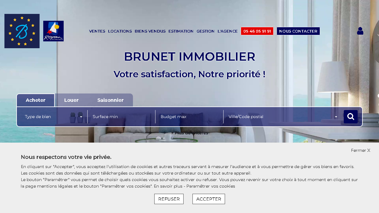 Capture d'écran de http://www.agence-brunet.com/ 